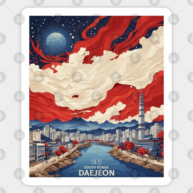 Daejeon South Korea Starry Night Travel Tourism Retro Vintage Sticker by TravelersGems